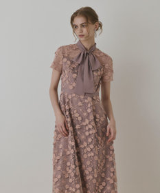 GRACE CONTINENTAL フラワ-フレアドレス ピンク