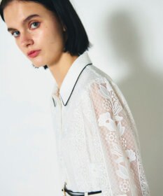 GRACE CONTINENTAL ストライプフラワー刺繍ワンピース