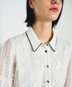 GRACE CONTINENTAL ストライプフラワー刺繍ワンピース