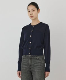 GRACE CONTINENTAL バイカラーウールニットカーディガン ネイビー