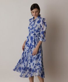 GRACE CONTINENTAL フラワープリントプリーツワンピース