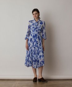 GRACE CONTINENTAL フラワープリントプリーツワンピース
