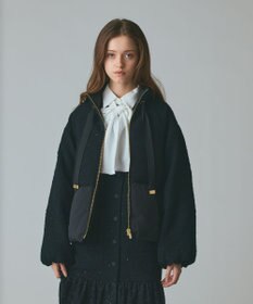 GRACE CONTINENTAL ツイードコンビパフィーブルゾン ブラック