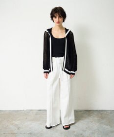 GRACE CONTINENTAL メッシュラインニットフーディ