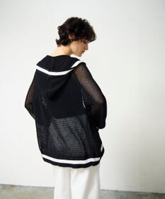 GRACE CONTINENTAL メッシュラインニットフーディ