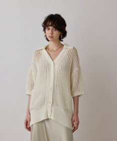 GRACE CONTINENTAL メッシュスキッパーニットカーディガン