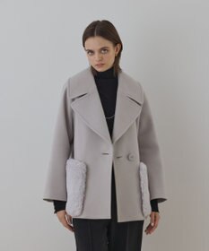 GRACE CONTINENTAL ファーポケットピーコート ベージュ