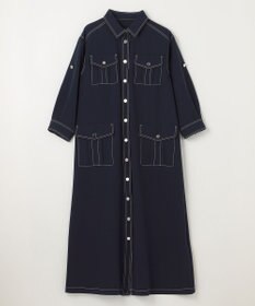 GRACE CONTINENTAL 配色ステッチワークシャツワンピース