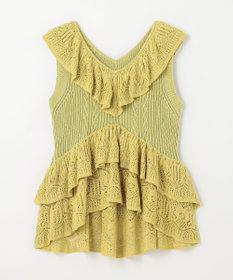 GRACE CONTINENTAL ミックスフリルニットトップ