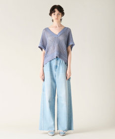 GRACE CONTINENTAL メッシュVネックニットトップ
