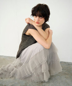 GRACE CONTINENTAL ラメメッシュニットトップ