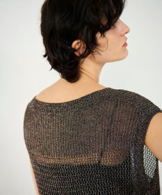 GRACE CONTINENTAL ラメメッシュニットトップ