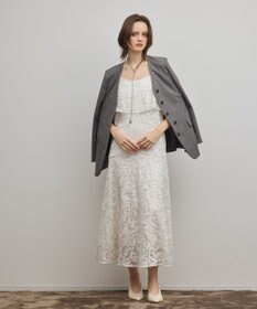 GRACE CONTINENTAL チュールレースロングワンピース ホワイト