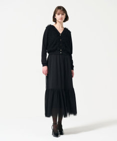 GRACE CONTINENTAL ギャザーフリルニットカーディガン