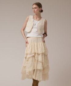 GRACE CONTINENTAL レースコンビティアードスカート キナリ