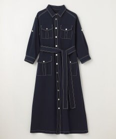 GRACE CONTINENTAL 配色ステッチワークシャツワンピース