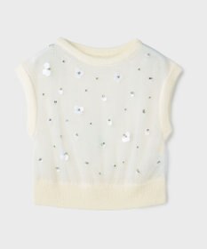 GRACE CONTINENTAL チュール刺繍ニットトップ