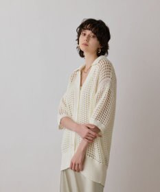 GRACE CONTINENTAL メッシュスキッパーニットカーディガン