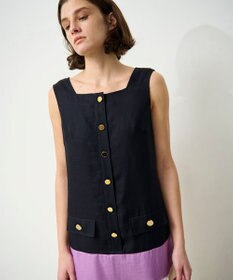 GRACE CONTINENTAL リネンタッチ配色ワンピース