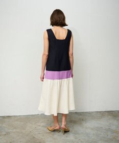 GRACE CONTINENTAL リネンタッチ配色ワンピース