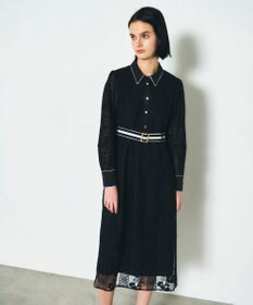 GRACE CONTINENTAL ストライプフラワー刺繍ワンピース