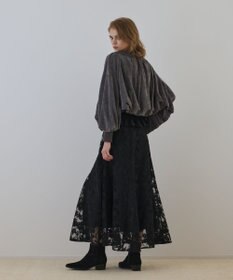 GRACE CONTINENTAL エンブロイダリーフレアスカート ブラック