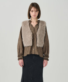 GRACE CONTINENTAL ショートファーベスト グレー