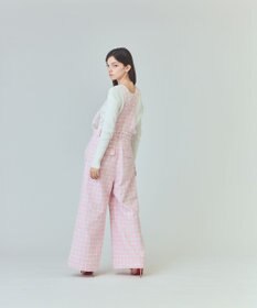 【極美品】グレースクラス サロペット ツイード チェック ピンク 36 極美品】グレースクラス サロペット ツイード チェック ピンク