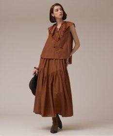GRACE CONTINENTAL コットンシルクティアードスカート ブラウン