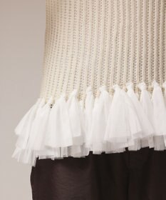 GRACE CONTINENTAL チュールフリンジニットトップ