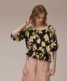 GRACE CONTINENTAL リゾートフラワートップ ブラック