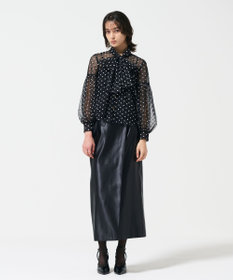 GRACE CONTINENTAL チュールドットボウタイブラウス