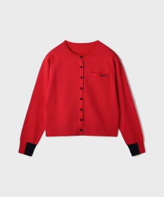 GRACE CONTINENTAL バイカラーロゴニットカーディガン