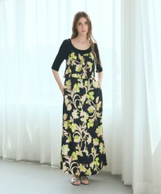 GRACE CONTINENTAL リゾートフラワーマキシ ブラック