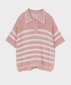 GRACE CONTINENTAL ワッフルボーダートップ