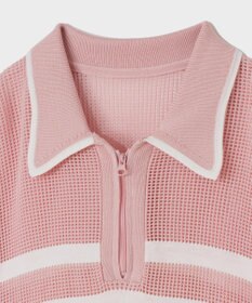 GRACE CONTINENTAL ワッフルボーダートップ