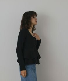 GRACE CONTINENTAL ペプラムニットカーディガン