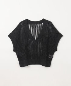 GRACE CONTINENTAL メッシュVネックニットトップ