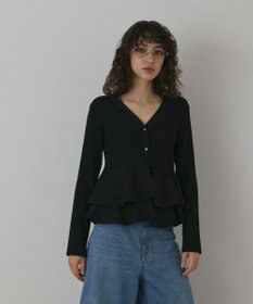 GRACE CONTINENTAL ペプラムニットカーディガン