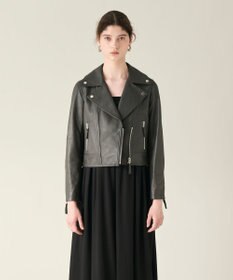 GRACE CONTINENTAL ラムレザーライダースジャケット チャコール