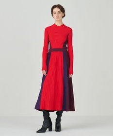 GRACE CONTINENTAL バイカラーフレアニットワンピース