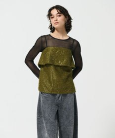 GRACE CONTINENTAL フリンジジャガードノースリーブ トップ