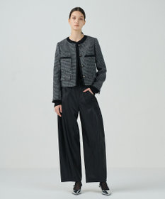 GRACE CONTINENTAL シャギーチェックノーカラージャケット グレー