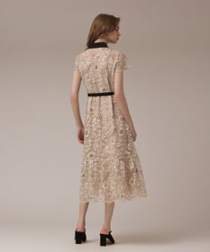 GRACE CONTINENTAL チュールフラワー刺繍ワンピース