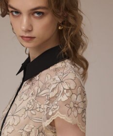 GRACE CONTINENTAL チュールフラワー刺繍ワンピース