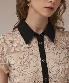 GRACE CONTINENTAL チュールフラワー刺繍ワンピース