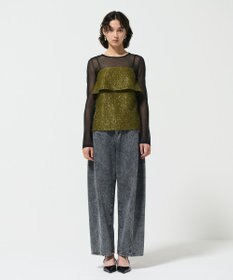 GRACE CONTINENTAL フリンジジャガードノースリーブ トップ