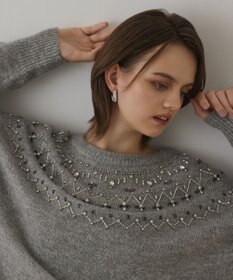 GRACE CONTINENTAL フェアアイル刺繍ニットトップ
