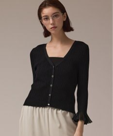 GRACE CONTINENTAL シアーフリルニットカーディガン ブラック