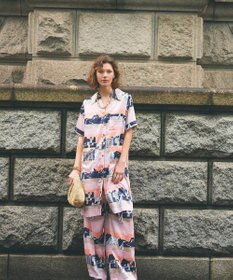 GRACE CONTINENTAL マリンプリントシャツドレス